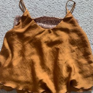 Free people satin tank top with sequin bandeau